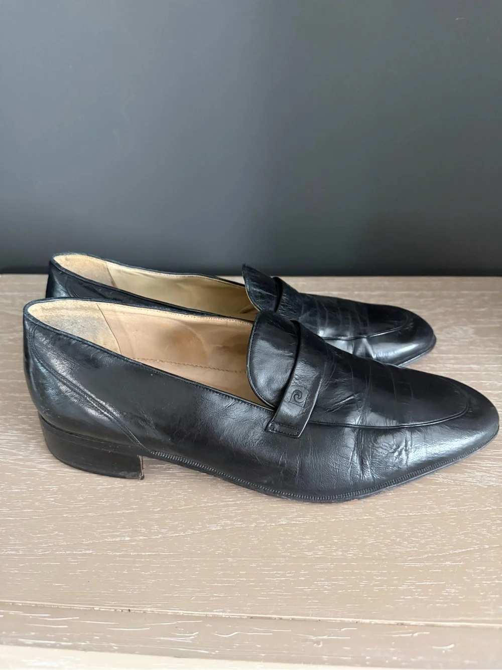 Men’s Pierre Cardin Black Leather Loafer Size 10M